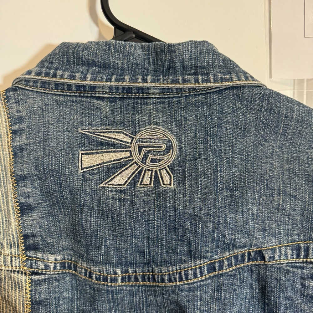 Pepe Jeans London Mixed Media Lace Patchwork Arty Boho Denim Jacket - Picture 7 of 10